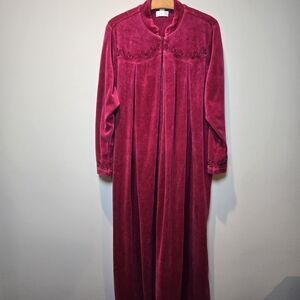 Cabernet Velvet Long Robe Nightgown Women's Large Pink Sleep Wear